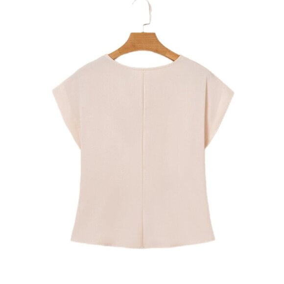 ๐ค Elegant White Knotted V-Neck Peplum Blouse โ Size M - Picture 4 of 10